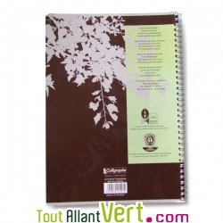 Cahier  spirale recycl petits carreaux A4 96p Marron Forever