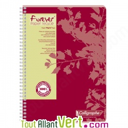Cahier  spirale recycl lign A4 180p Rouge Forever