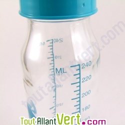Biberon en verre sans bisphnol A, ttine anti-colique 240ml pour Lait