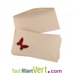Enveloppes rustiques Papillon en papier recycl 110x220 lot de 25