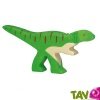 Allosaure en bois, dinosaure vert  la longue queue, 20 cm