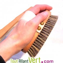 Brosse de massage de luxe en bois avec manche, fibre vgtale et crin
