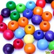 480 Perles multi-couleur 12mm en bois avec ficelle lastique