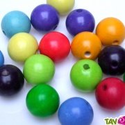 96 Perles multi-couleur 30mm en bois avec ficelle lastique