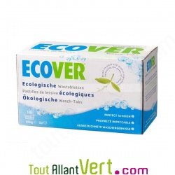 Tablettes de lessive cologique Ecover, blanc et couleur, lot de 32