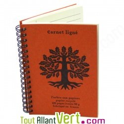 Carnet lign A6  spirale 120 pages recycles, 90g