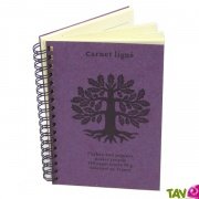 Carnet lign Violet A6  spirale 120 pages recycles, 90g