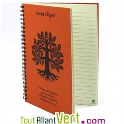 Carnet lign Orange A5  spirale 120 pages recycles, 90g