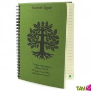 Carnet lign Olive A5  spirale 120 pages recycles, 90g