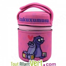 Lunch Box isotherme inox avec housse Rose Phoques, 0,5L