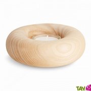 Bougeoir de table en bois de frne, forme ronde incurve, Diamtre 12cm