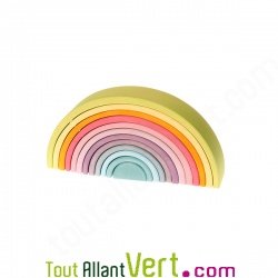 Grand tunnel couleurs pastels bois empilable, 12 pices, 38 cm