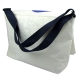 Grand sac besace en voile de bateau recycl Bleu et blanc, 50 cm
