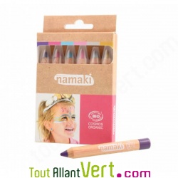 6 crayons de maquillage enfants bio, couleurs friques