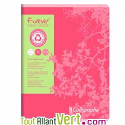 Cahier recycl petits carreaux 17x22cm 96p Rose Forever