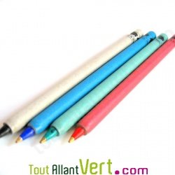 Set de 4 stylos en papier recycl 4 couleurs + recharges