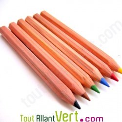 Bote de 6 mini-crayons de couleur en bois naturel
