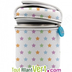 Lunch-box inox isotherme et housse neoprene toiles, 1 litre