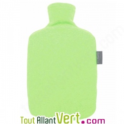 Bouillotte  eau en bioplastique 1.6L avec housse polaire recycle Verte