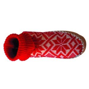 Chausson norvégien Rouge cuir et laine