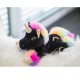 Peluche bouillotte Licorne noire déhoussable arc en ciel au micro-ondes