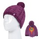 Bonnet et gants rose et violet ultra chaud enfant avec pompon Heat Holders