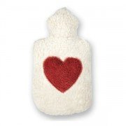 Bouillotte à eau enfant coeur rouge en coton, 0,8l