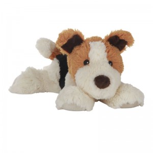 Peluche Bouillotte Chien Terrier allongé à chauffer aux micro-ondes