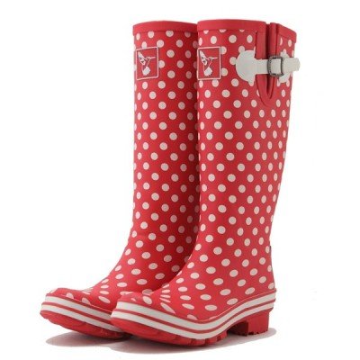 Bottes de pluie Rouge Petits Pois blanc Jolies Bottes de Pluie