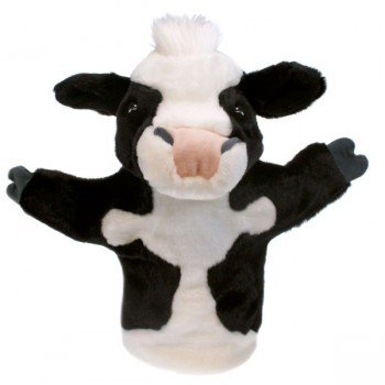 Marionnette vache noire et blanche enfant, 25cm
