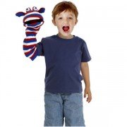 Marionnette chaussettes à bras Jack bleu,blanc,rouge 40cm.