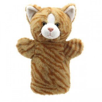 Marionnette à main enfant Chat tigré roux 22cm
