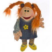 Marionnette personnage Tanni, fille avec 2 tresses, 45cm