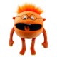 Marionnette Monstre orange à lunette 30 cm avec bruiteur à air