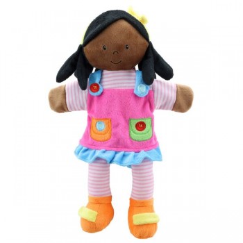 Marionnette Fille et sa robe rose 35 cm