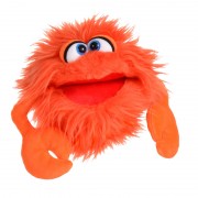 Marionnette ventriloque monstre orange Craby, 19cm