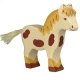 Poney avec tches marron en bois 12 cm