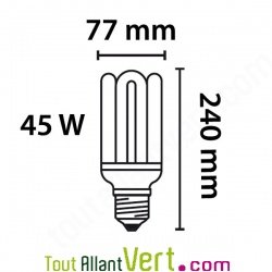 Ampoule Droite Fluocompacte 45W eq. 225W embase E27 3080 lm