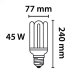 Ampoule Droite Fluocompacte 45W eq. 225W embase E27 3080 lm