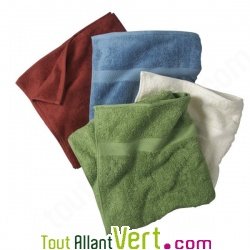 Serviette de toilette rouge, 100x50cm, en ponge 100% coton bio