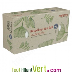 Boite distributrice de 100 mouchoirs en papier recycl, 2 plis