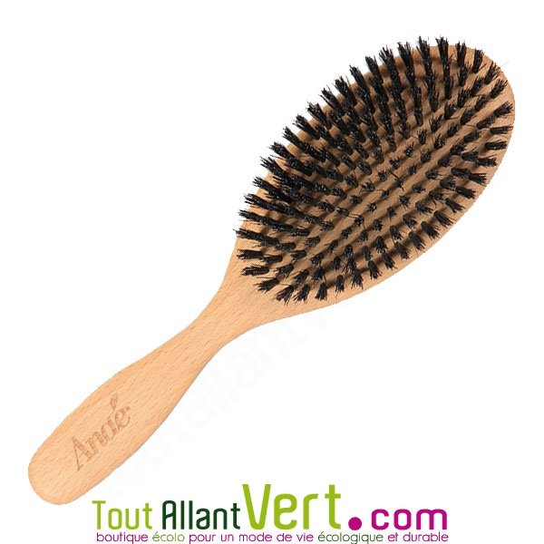 Brosse cheveux ovale plate en bois, poils naturel de sanglier achat vente  écologique - Acheter sur