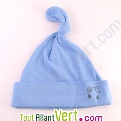 Bonnet bébé en coton bio, bleu