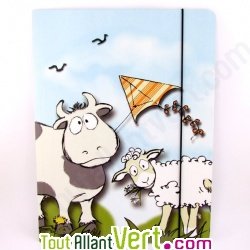 Chemise lastique recycle 3 rabats, A4, motif vache