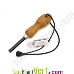 Pierre  feu sudoise Firesteel manche en bois massif chne modle BBQ