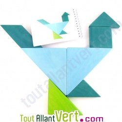 Tangram en bois 3 couleurs, 23x23 cm