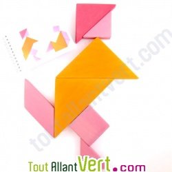 Tangram en bois 3 couleurs, 23x23 cm
