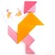 Tangram en bois 3 couleurs, 23x23 cm