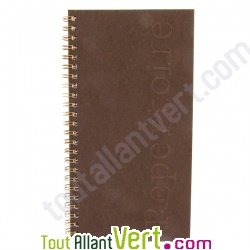 Rpertoire recycl  spirale chocolat, 21 x 11 cm