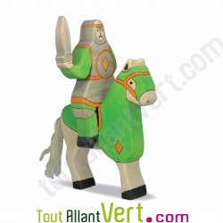 Cavalier vert seul en bois 16 cm